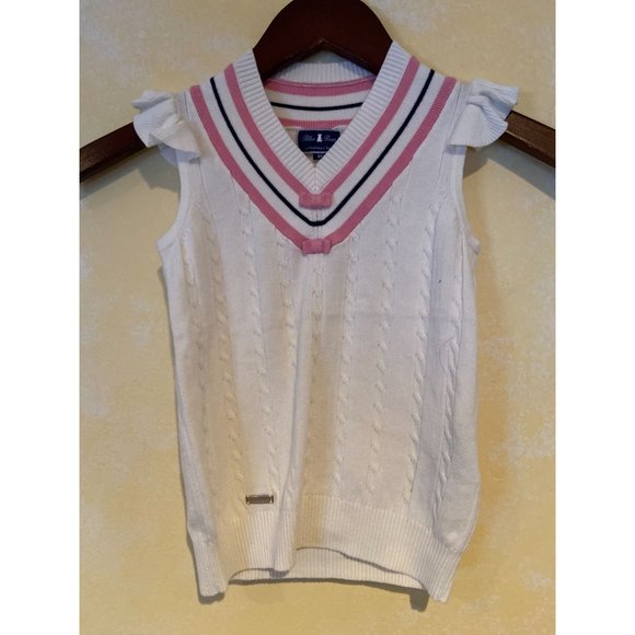 Girls Size 8Y Nicholas & Bears White & Pink Cotton Sweater - Picture 1 of 3